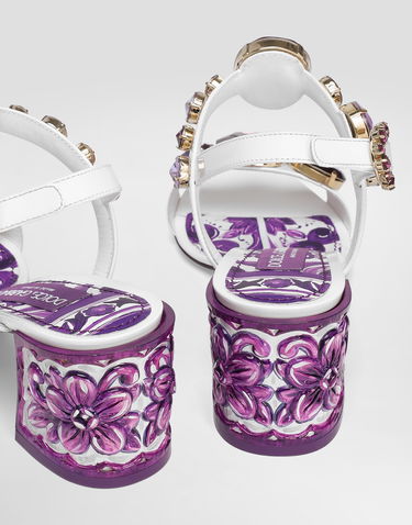 Tillbehör Dolce & Gabbana Dolce & Gabbana Patent Leather Sandals With Jeweled Embellishments Vit | CR1733AT848I03TN, 3