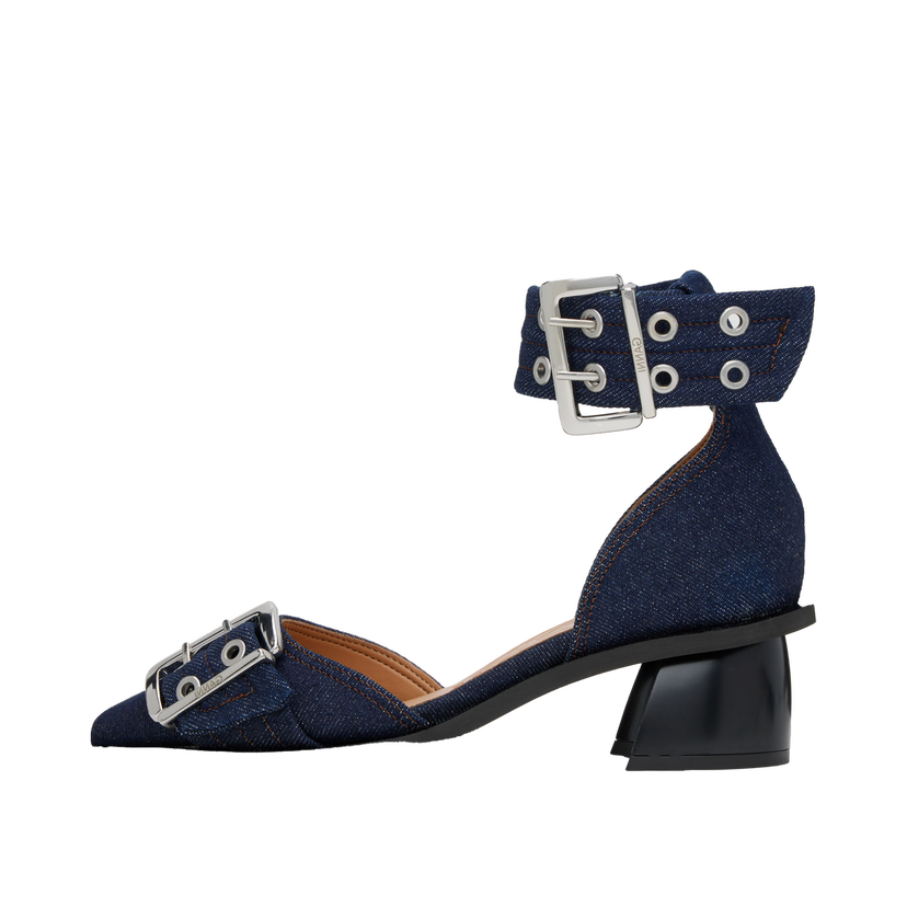 Sneakers och skor GANNI Feminine Buckle Open Cut Heels Mörkblå | S2803