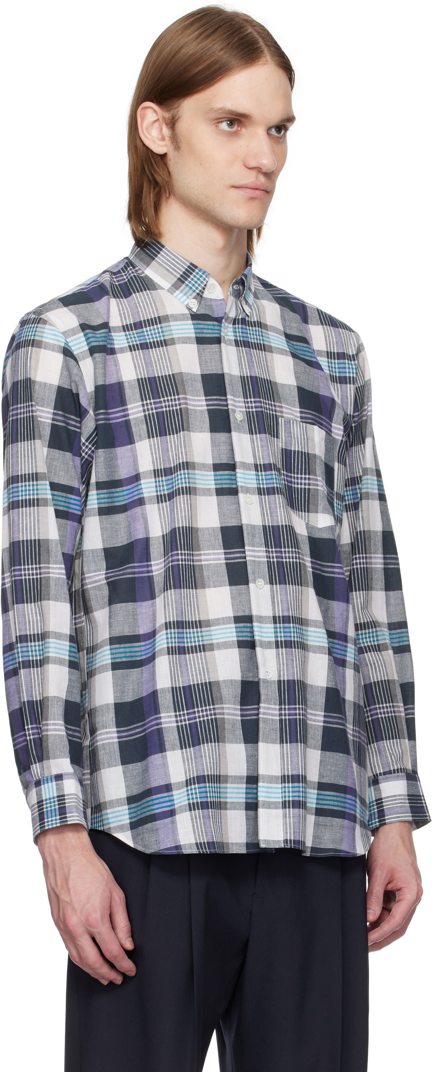 Skjorta Comme des Garçons Comme des Garçons Shirt Yarn Dyed Check Poplin Shirt Purpur | FO-B010-051, 1