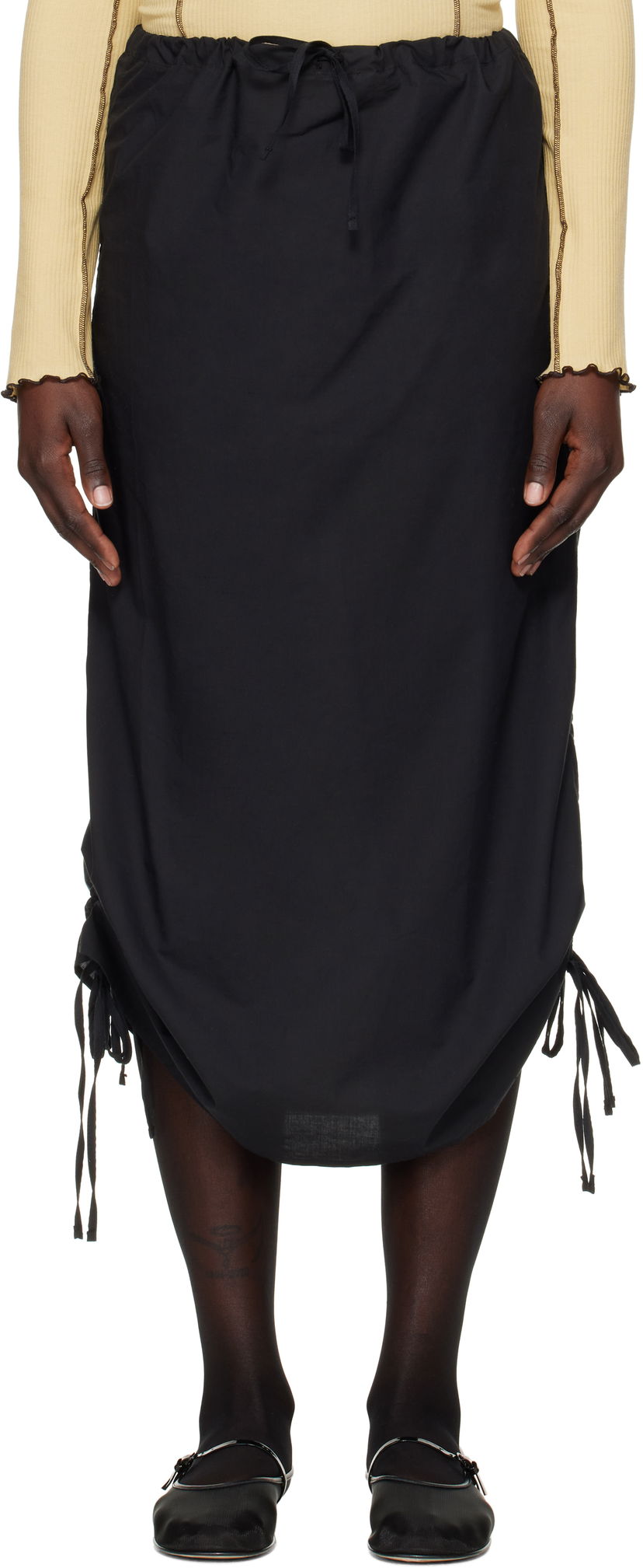 Kjol Baserange Midi Skirt With Drawstring Svart | SKPS-CO-EXSP25