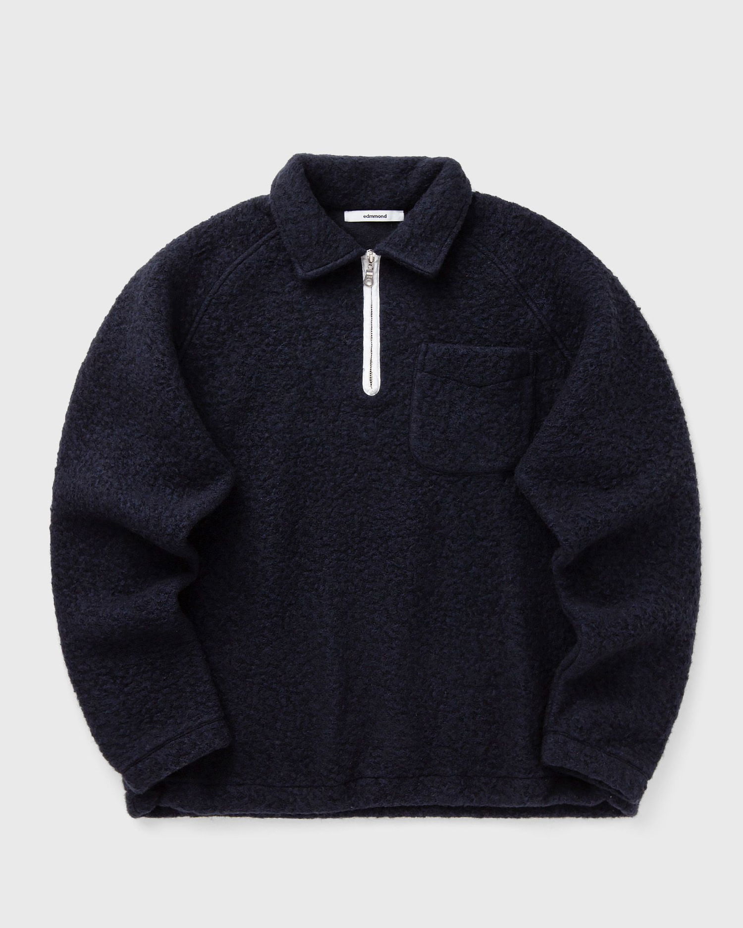 Sweater Edmmond Studios Unconventional Textured Half-Zip Polo with Chest Pocket Mörkblå | 325-40-25590, 0