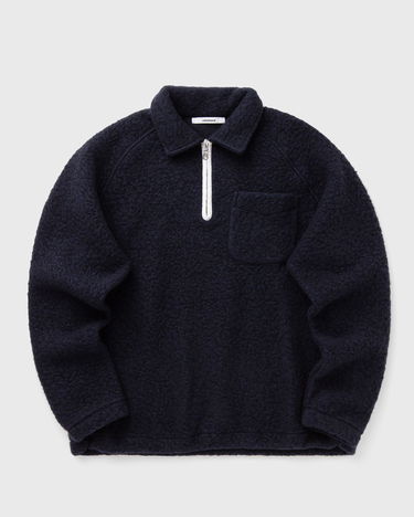 Sweater Edmmond Studios Unconventional Textured Half-Zip Polo with Chest Pocket Mörkblå | 325-40-25590, 0