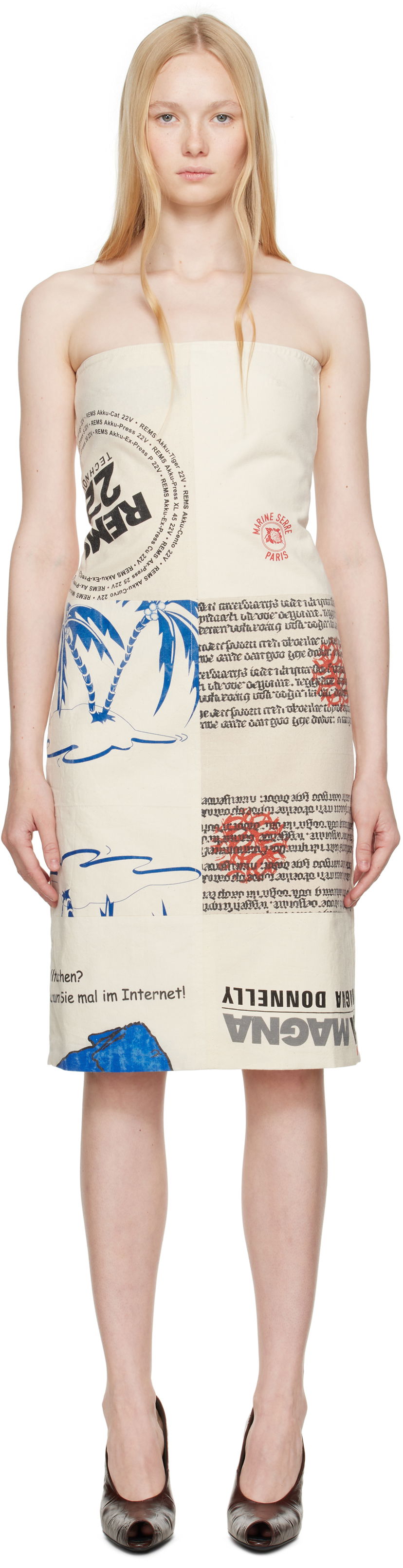 Klä Marine Serre Marine Serre Regenerated Tote Bags Bustier Midi Dress Beige | WDR358A UWOV0009