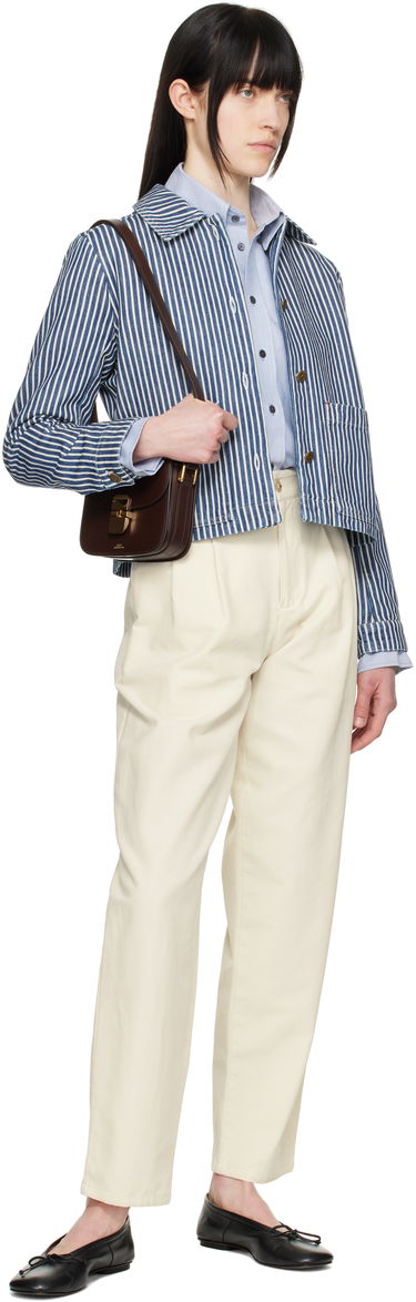 Jacka A.P.C. A.P.C. Frida Striped Cropped Denim Jacket Blå | COHHG-F32006, 3