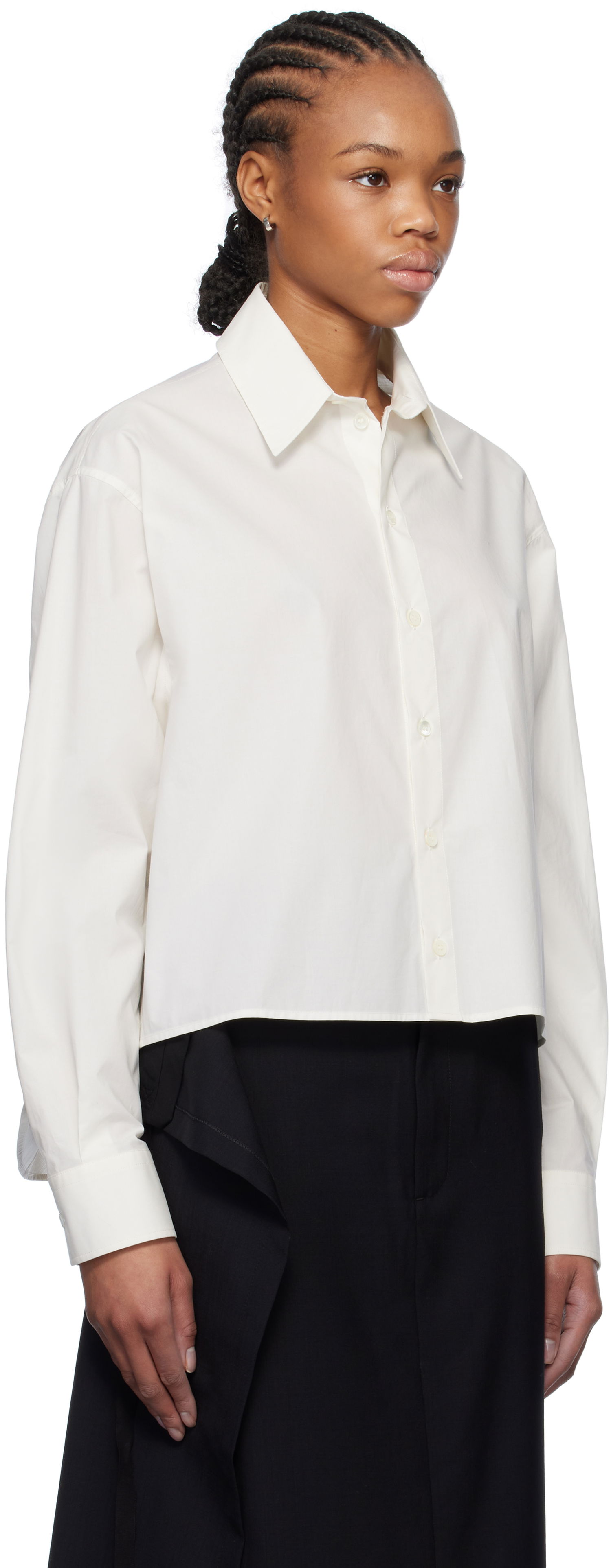 Skjorta Maison Margiela MM6 Maison Margiela Spliced Cotton Poplin Cropped Shirt Vit | S52DT0042 M35256, 1