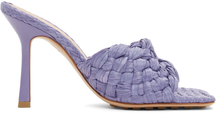 Sneakers och skor Bottega Veneta Raffia Stretch Heeled Mules "Purple" Purpur | 652451 V0GM0, 0