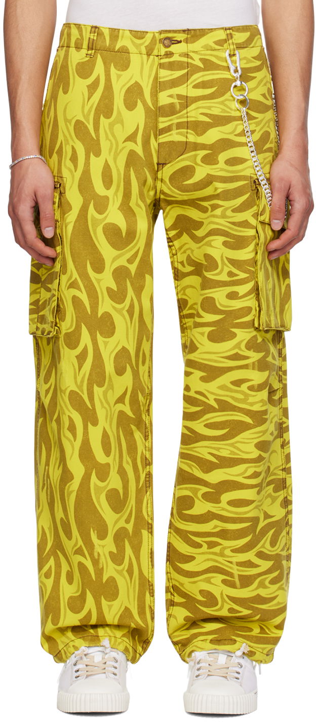 Cargo byxor ERL ERL Cargo Pants with Print Gul | ERL08P007