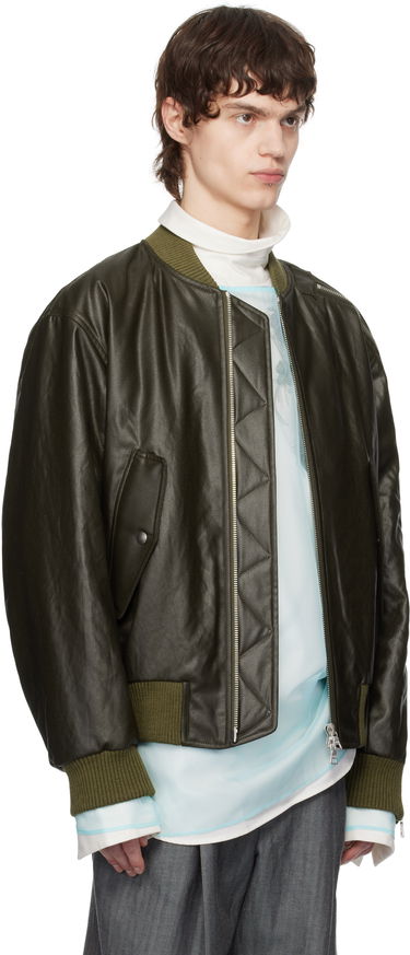 Bomberjacka Dries Van Noten Dries Van Noten Faux-Leather Bomber Jacket Brun | 251-020515-1502, 4