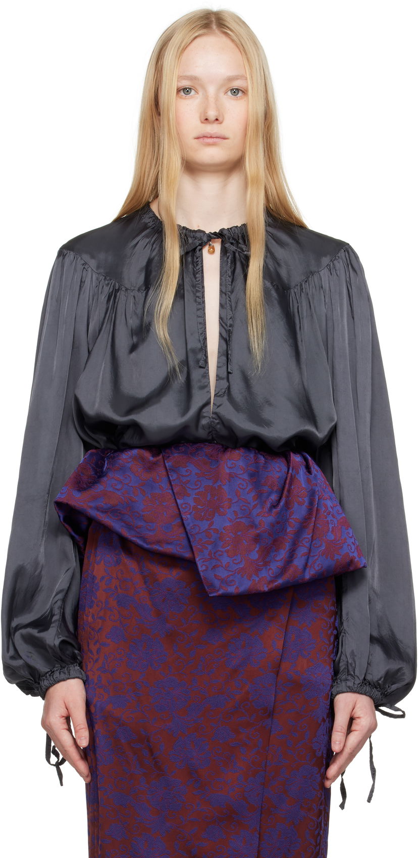 Skjorta Dries Van Noten Dries Van Noten Drawstring Blouse Svart | 251-010710-1427