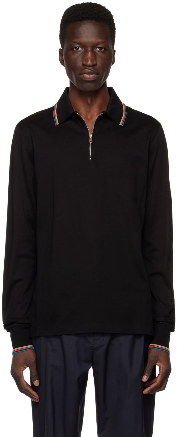 Polotröja Paul Smith Paul Smith Long Sleeve Zip Polo Svart | M1R-031Y-K00089-79