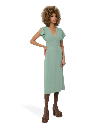 Klä BOSS Slim-Fit Long-Length Dress with V Neckline Grön | 50488660