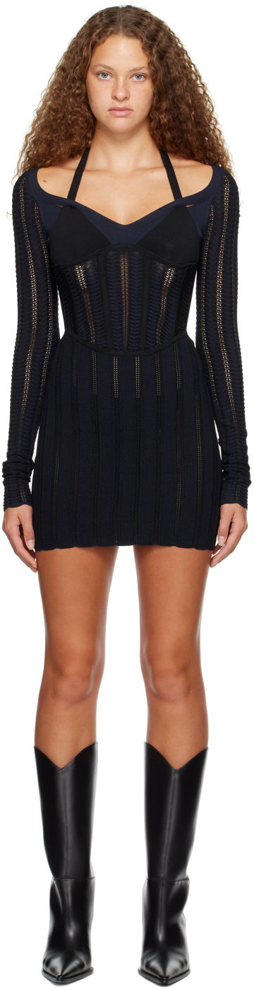 Klä Dion Lee Snakeskin Column Minidress Svart | A7733P23