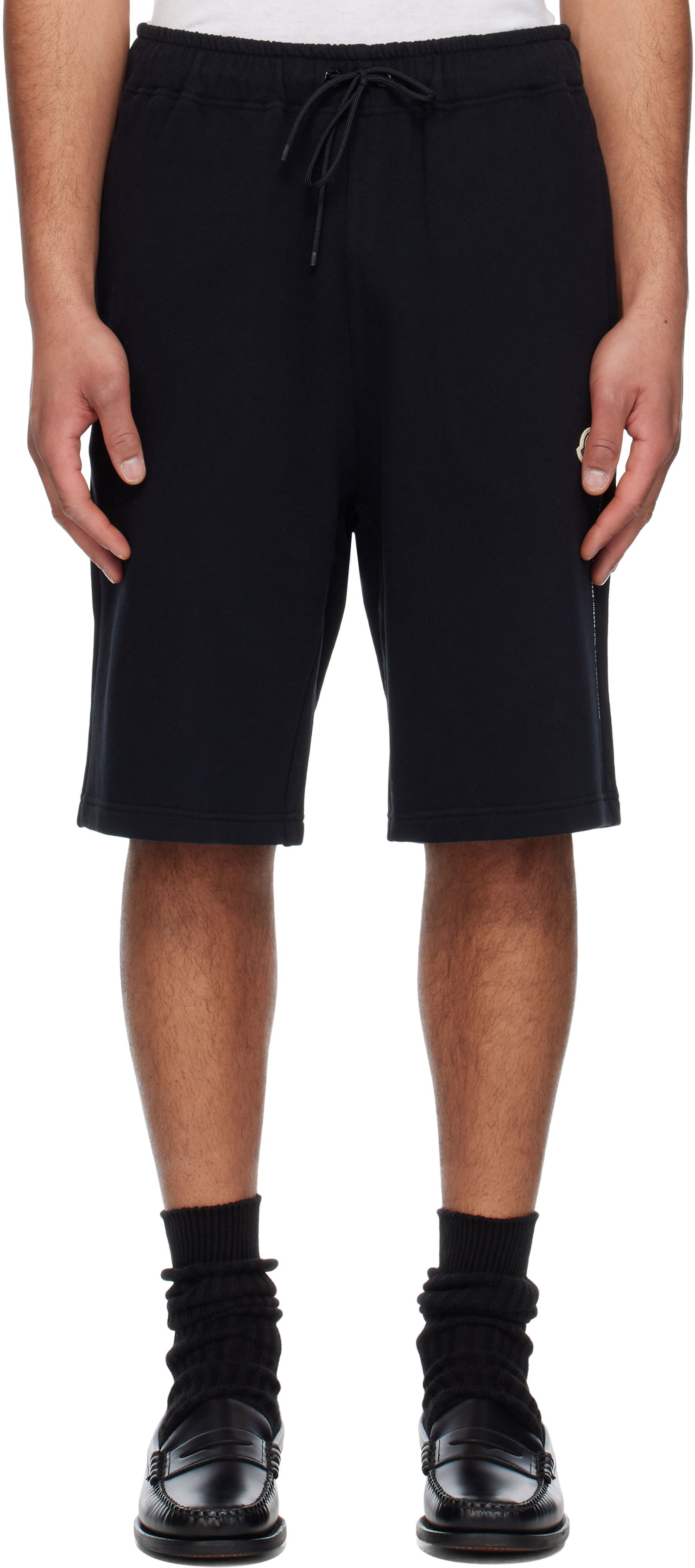 Shorts Moncler Moncler Genius x FRGMT Hiroshi Fujiwara Embroidered Logo Cotton Shorts Svart | K109U8H00001M5214, 0