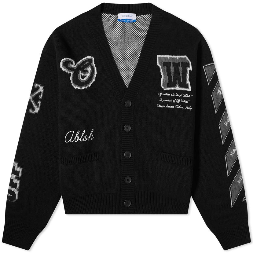 Sweater Off-White Varsity Cardigan Svart | OMHB019C99KNI0011010
