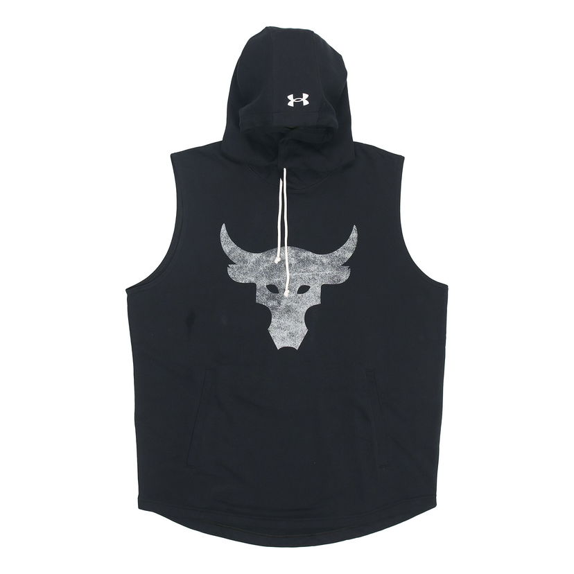 Sweatshirt Under Armour Project Rock Men's Sleeveless Training Hoodie Svart | 1367108-001