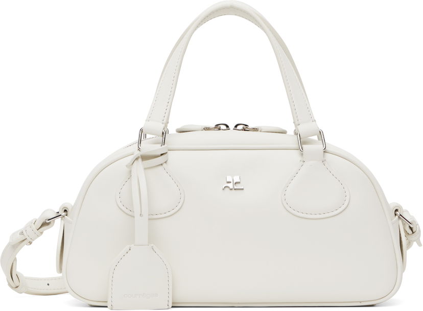 Handväska Courrèges Courrèges Friday Bowling Leather Bag Vit | 125GSA167CR0065