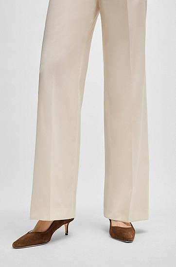 Tillbehör BOSS Suede Pointed-Toe Kitten Heel Pumps Brun | 50542815, 1