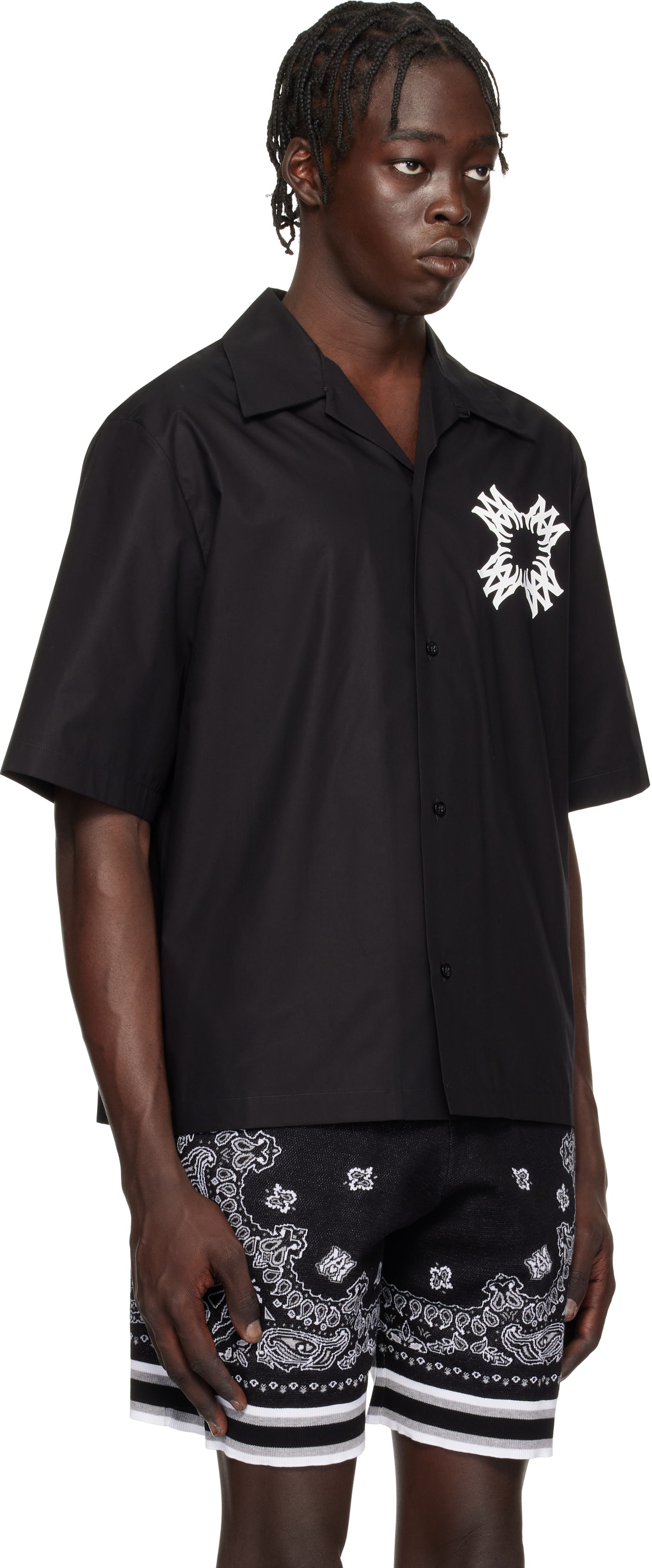 Skjorta AMIRI Quad Logo Print Bowling Shirt Svart | AMSTCA1075, 1