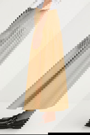 Kjol GANNI GANNI Classic Summer Suiting Maxi A-Line Skirt Beige | W0620, 1