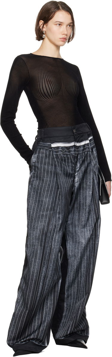 Kropp Jean Paul Gaultier Jean Paul Gaultier 'The Morphing Pinstripes' Sheer Bodysuit Svart | 24/31-F-BD055-T570-0000, 4