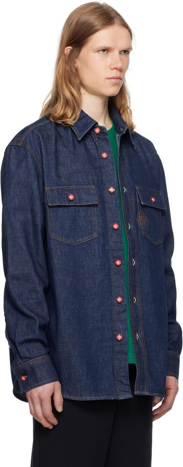 Skjorta Casablanca Casablanca Logo Embroidery Denim Shirt Blå | MPF25-SH-189-01, 1