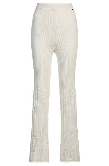 Byxor BOSS Stretch Knitted Trousers with Mixed Structures Vit | 50535496, 0