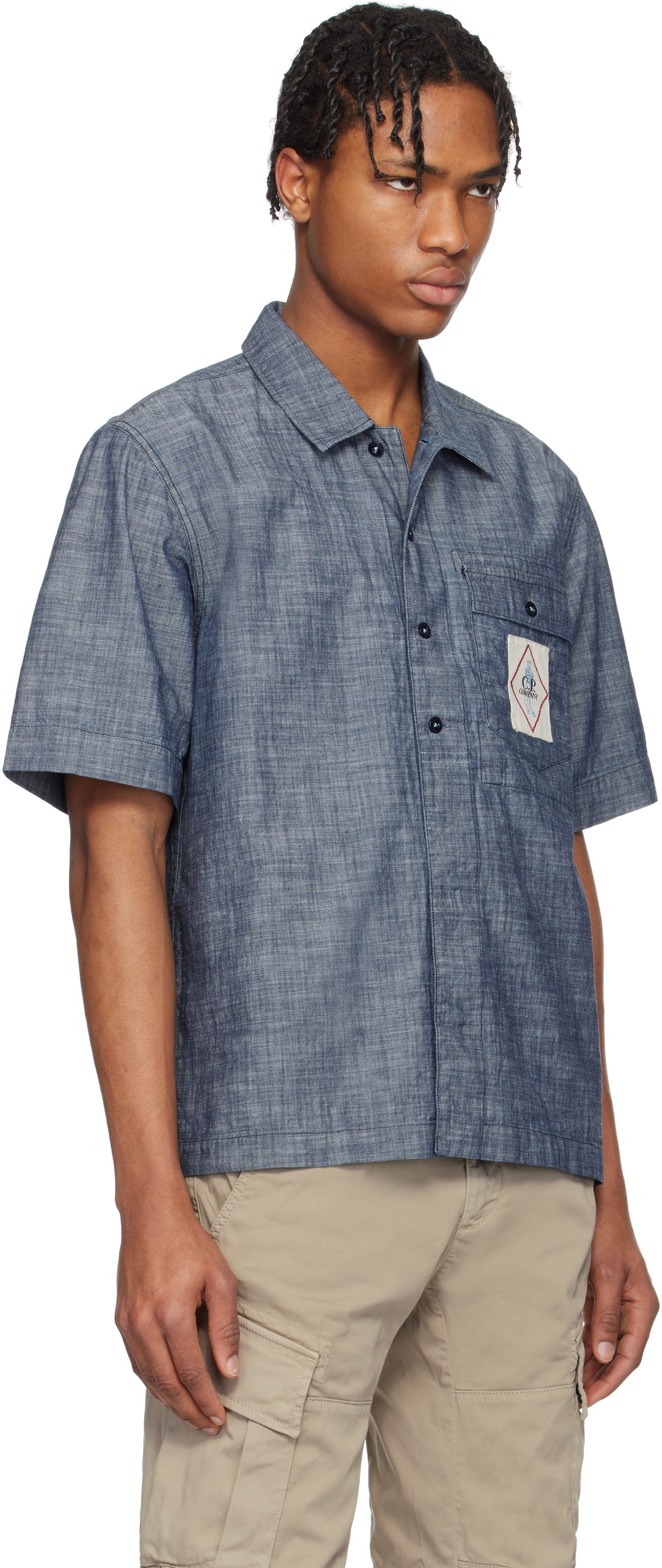 Skjorta C.P. Company C.P. Company Chambray Short Sleeve Shirt Blå | 18CMSH151A-110065W, 1