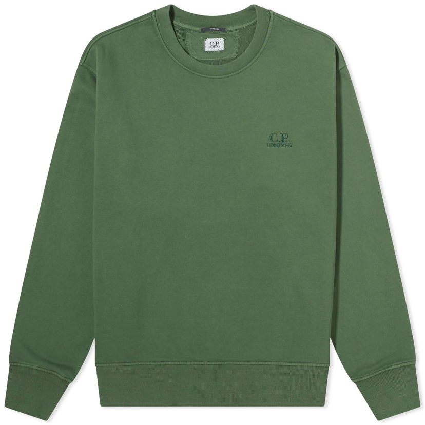 Sweatshirt C.P. Company Cotton Diagonal Fleece Logo Sweatshirt Grön | CMSS098B-110044R-649