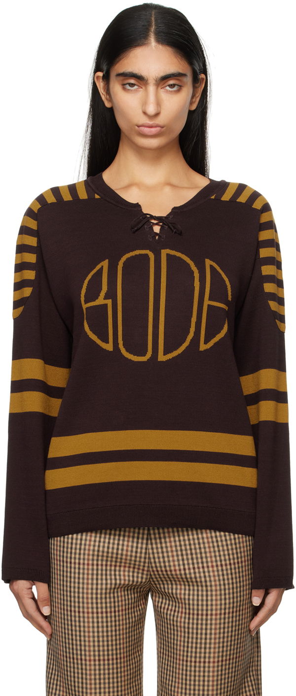 Sweater Bode Rink Sweater Brun | MRF24KT013