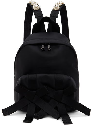 Ryggsäck Simone Rocha Simone Rocha Beaded Utility Bow Backpack Svart | BAG179TB 0761, 0