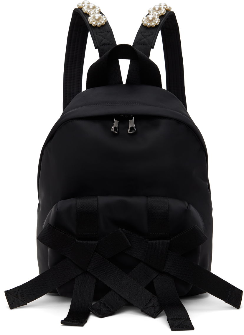 Ryggsäck Simone Rocha Simone Rocha Beaded Utility Bow Backpack Svart | BAG179TB 0761