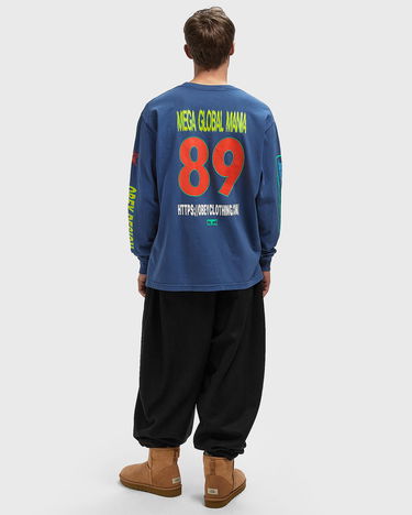 T-shirt OBEY Obey Mega Global Mania Long Sleeve T-Shirt Blå | 168004211-DDEN, 1