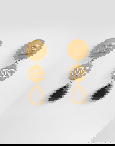 Örhängen Dolce & Gabbana Dolce & Gabbana Like A Virgin Logo Clip Earrings with Black Stone Metallisk | WER6V3W1111ZOO00, 0