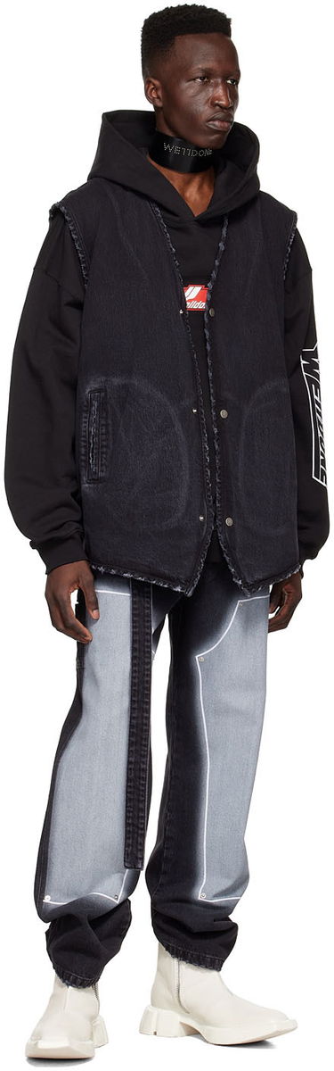 Väst We11done Denim Button-Up Vest Svart | WD-DV1-22-362-M-WB, 2