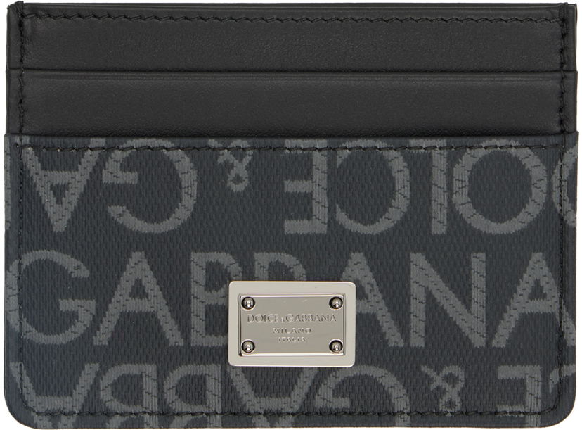 Plånbok Dolce & Gabbana Black Jacquard Card Holder Svart | BP0330AJ705