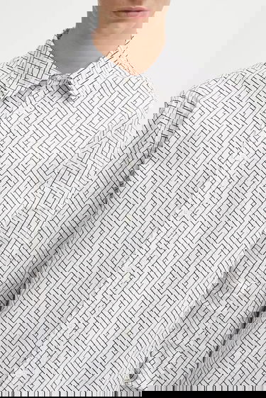 Skjorta KENZO Weave Relaxed Fit Shirt with Classic Collar Vit | FF65CH4029JD, 3