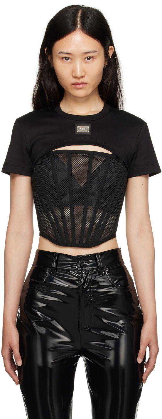T-shirt Dolce & Gabbana Black Cutout T-Shirt Svart | F8T27T G7G7K