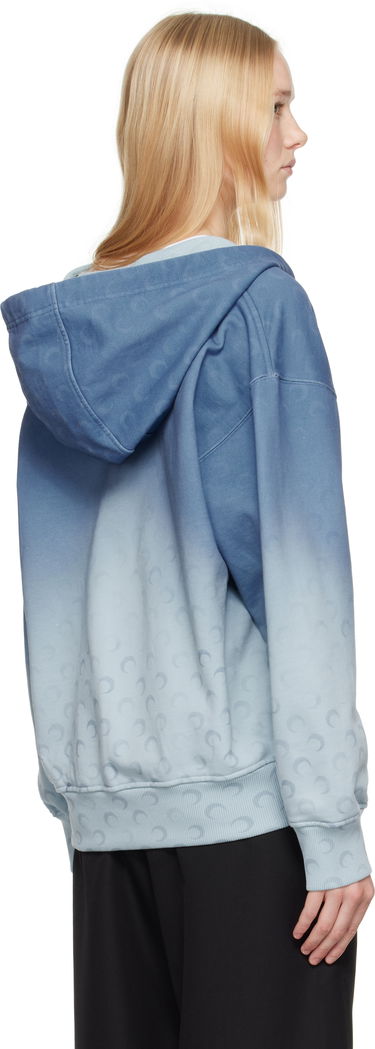 Sweatshirt Marine Serre Marine Serre Moon Faded Fleece Zip Hoodie Blå | UST017B CJER0073, 2