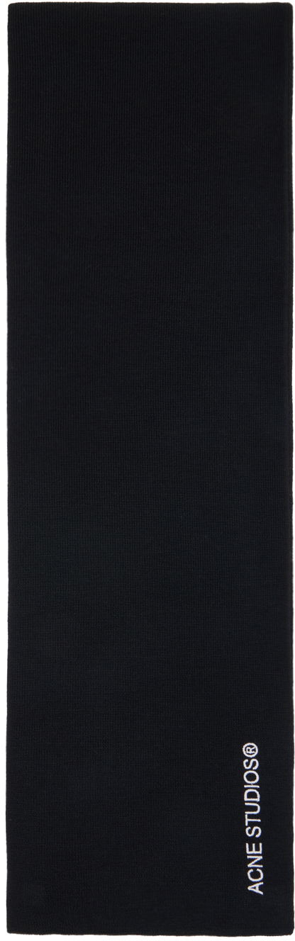 Halsduk Acne Studios Logo Embroidered Scarf Svart | CA0299-