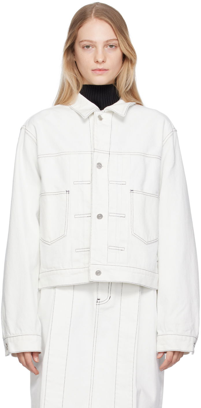 Jacka We11done We11done Tucked Denim Jacket Vit | WD-DJ3-23-338-M-IC