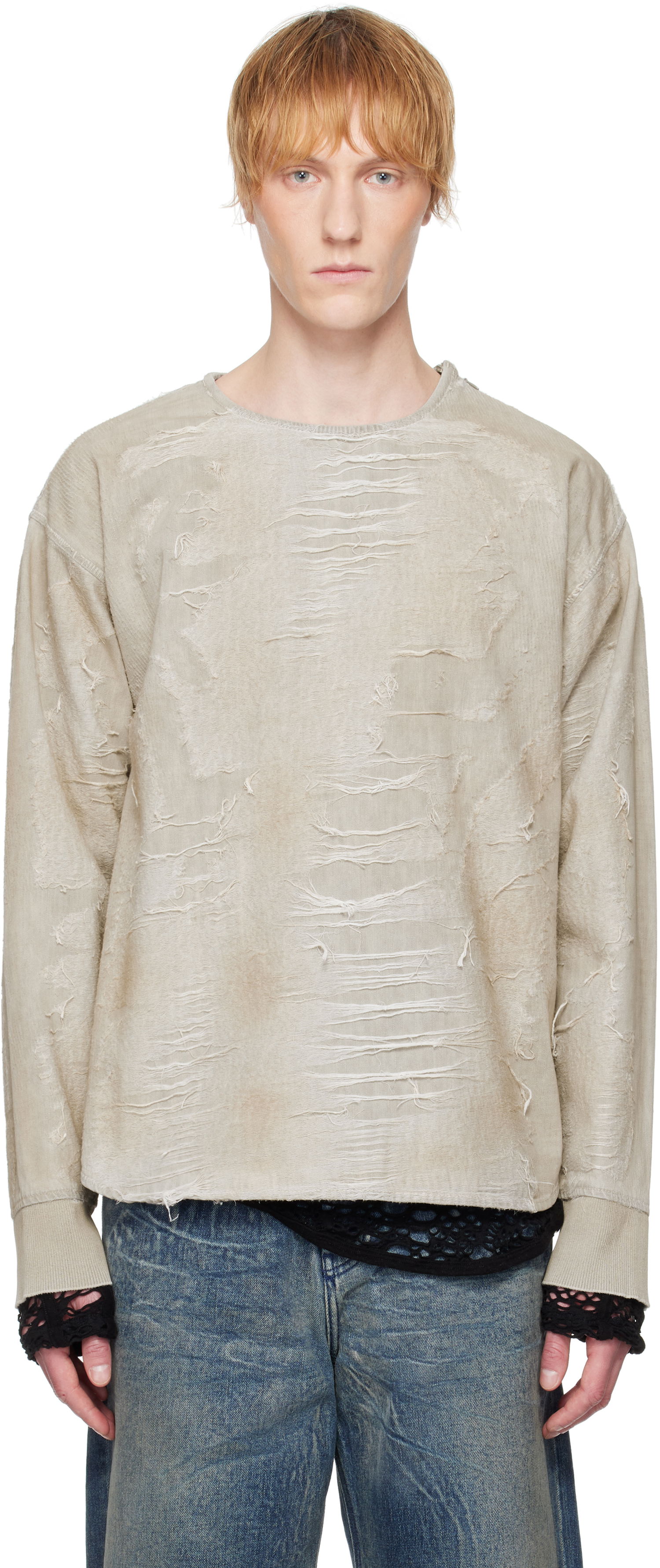 Sweater Diesel Diesel D-Just-Fsg1 Distressed Sweatshirt Beige | A18195-007AU-9DU, 0
