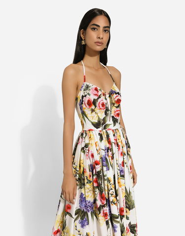 Klä Dolce & Gabbana Dolce & Gabbana Garden Print Cotton Midi Dress Vit | F6HABTHS5Q1HA4YB, 3