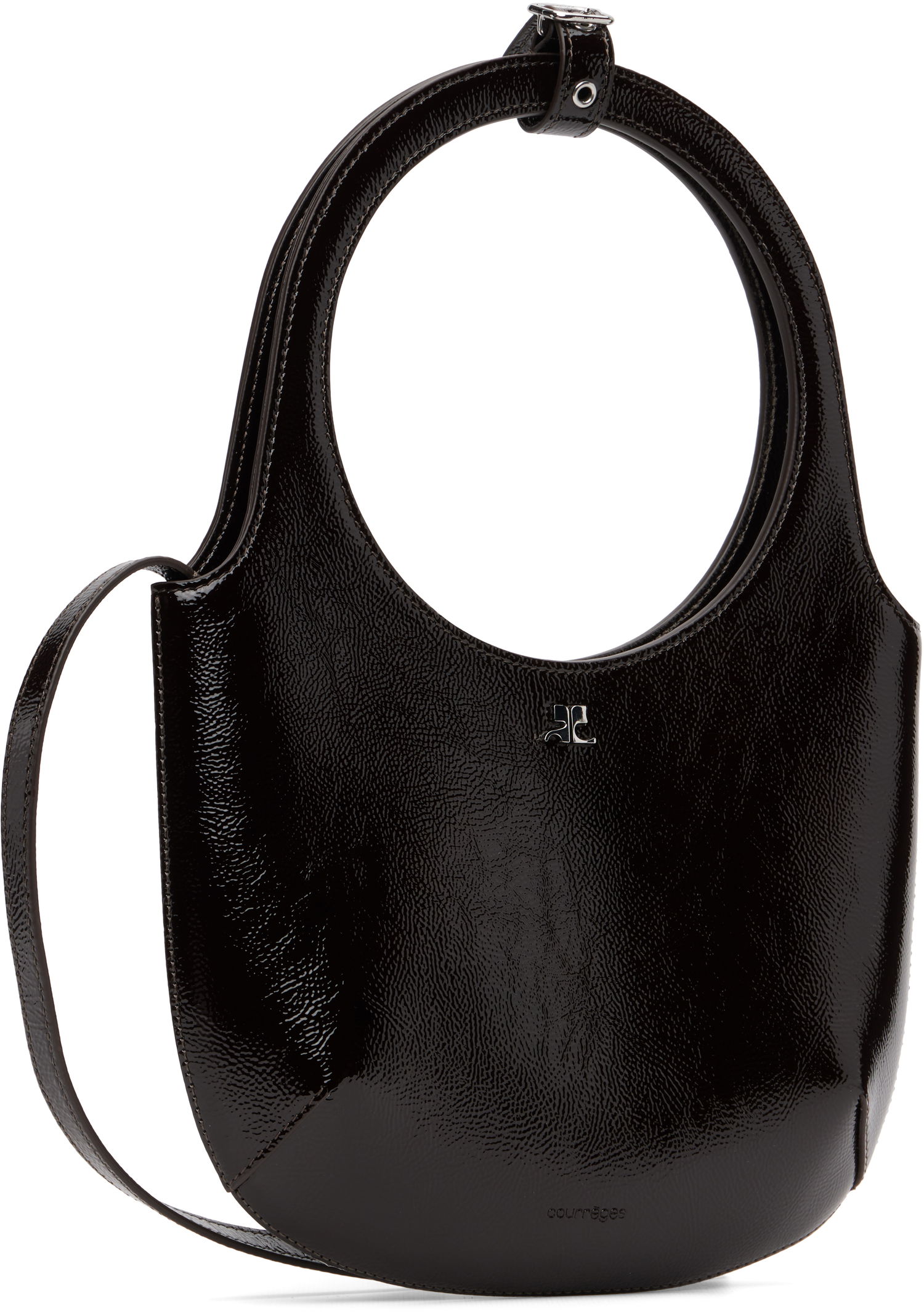 Axelväska Courrèges Courrèges Holy Naplack Leather Shoulder Bag Svart | 325GSA102CR0043, 1