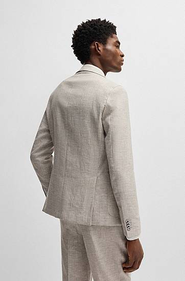 Jacka BOSS BOSS Slim Fit Micro-Patterned Blazer Beige | 50540724, 1