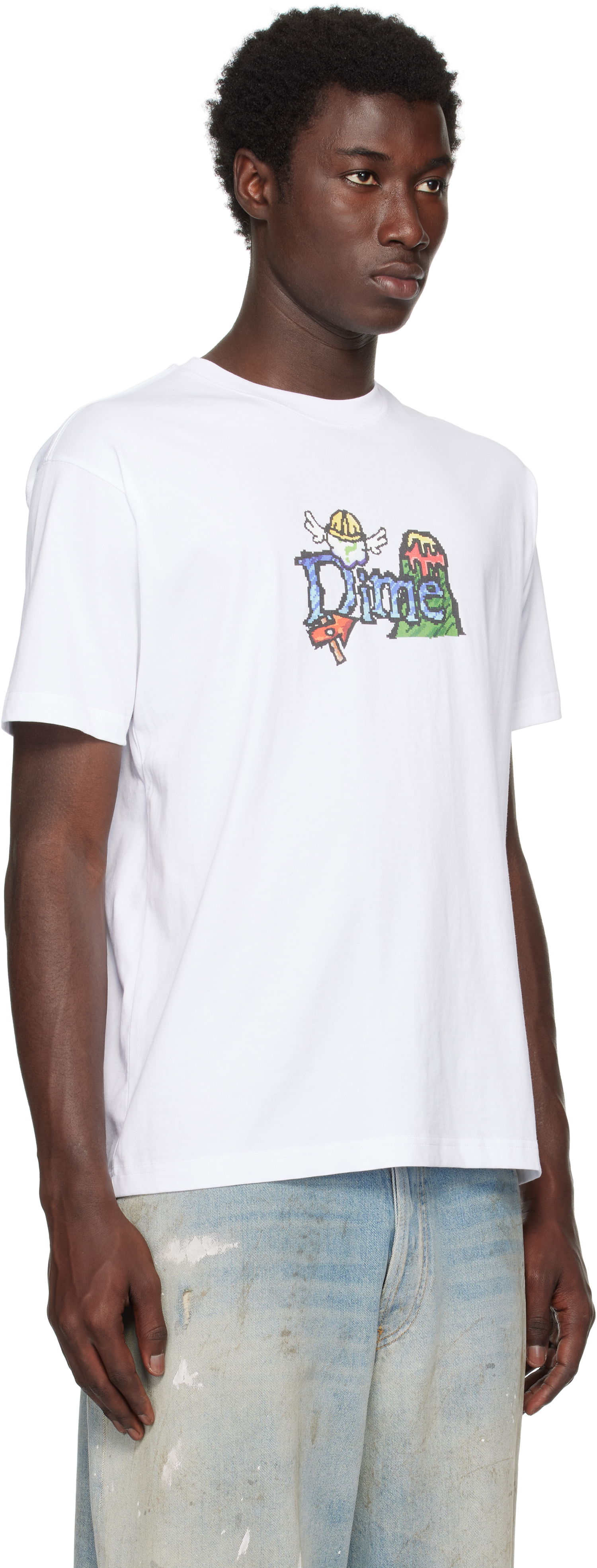 T-shirt Dime Classic Fuzzy Graphic T-Shirt Vit | DIMESU2550WHT, 1