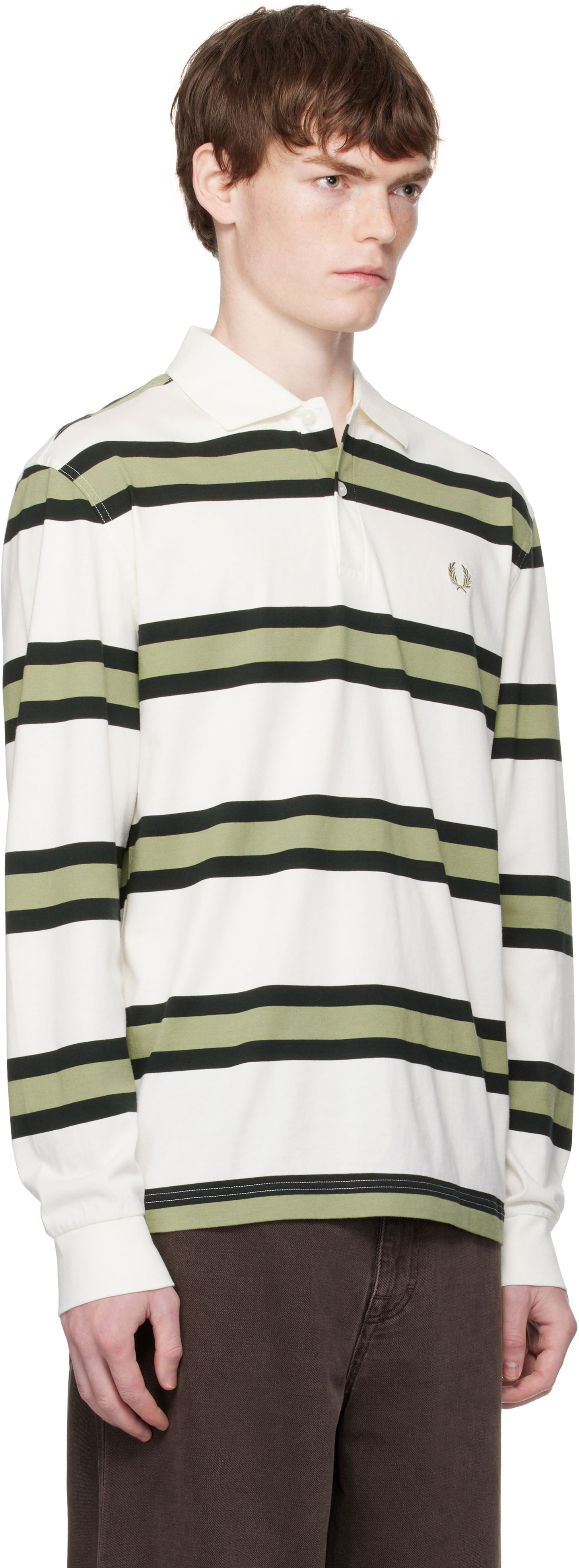 Polotröja Fred Perry Fred Perry Striped Jersey Polo Vit | M9849, 1