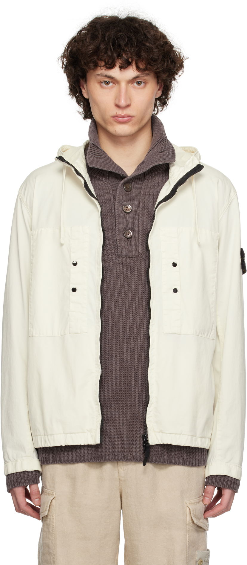 Vindjacka Stone Island Stone Island Supima Cotton Twill Stretch-TC Jacket Vit | K1S15 4100091 S0010
