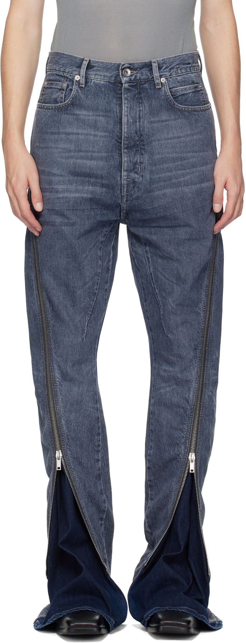 Jeans Rick Owens DRKSHDW Concordians Bolan Banana Zipped Denim Jeans Blå | DU02E7363 DGY