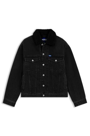 Jacka BOSS Denim Jacket with Teddy Collar Svart | 50547149