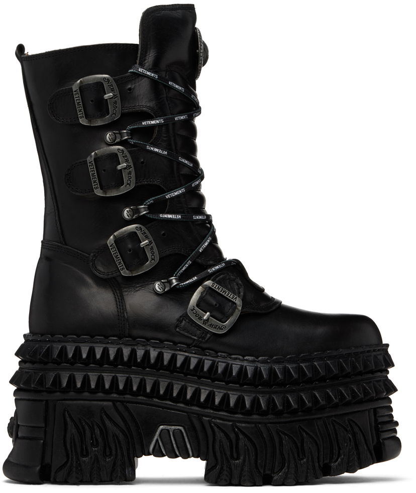 Sneakers och skor VETEMENTS VETEMENTS New Rock Edition Platform Lace Up Boots Svart | UA65BO110B